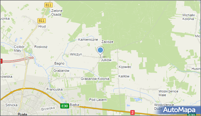 mapa Julków, Julków gmina Biała Podlaska na mapie Targeo